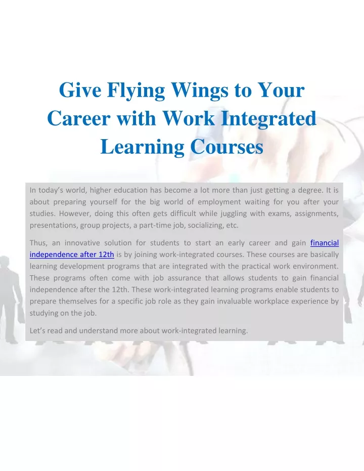 give flying wings to your career with work