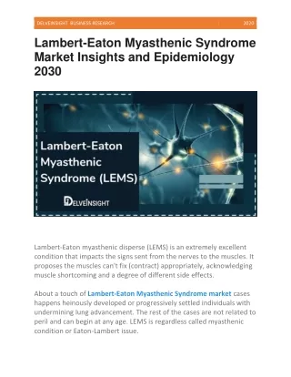 About Lambert-Eaton Myasthenic Syndrome Market Insights in 2030