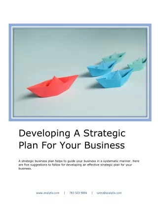 Developing A Strategic Plan For Your Business