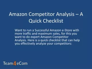 amazon competitor analysis a quick checklist