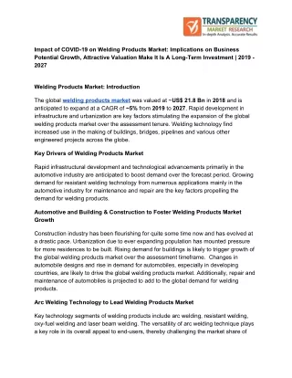 impact of covid 19 on welding products market