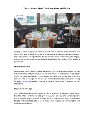 tips on how to make your party a memorable one