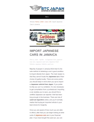 Import  Japanese Cars  In Jamaica.