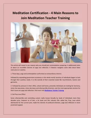 meditation teaching