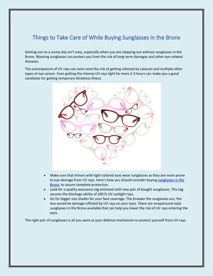things to take care of while buying sunglasses