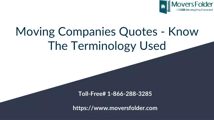 moving companies quotes know the terminology used