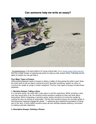 can someone help me write an essay