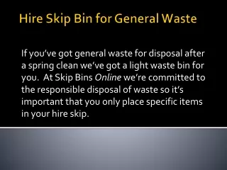 Hire Skip Bin for General Waste