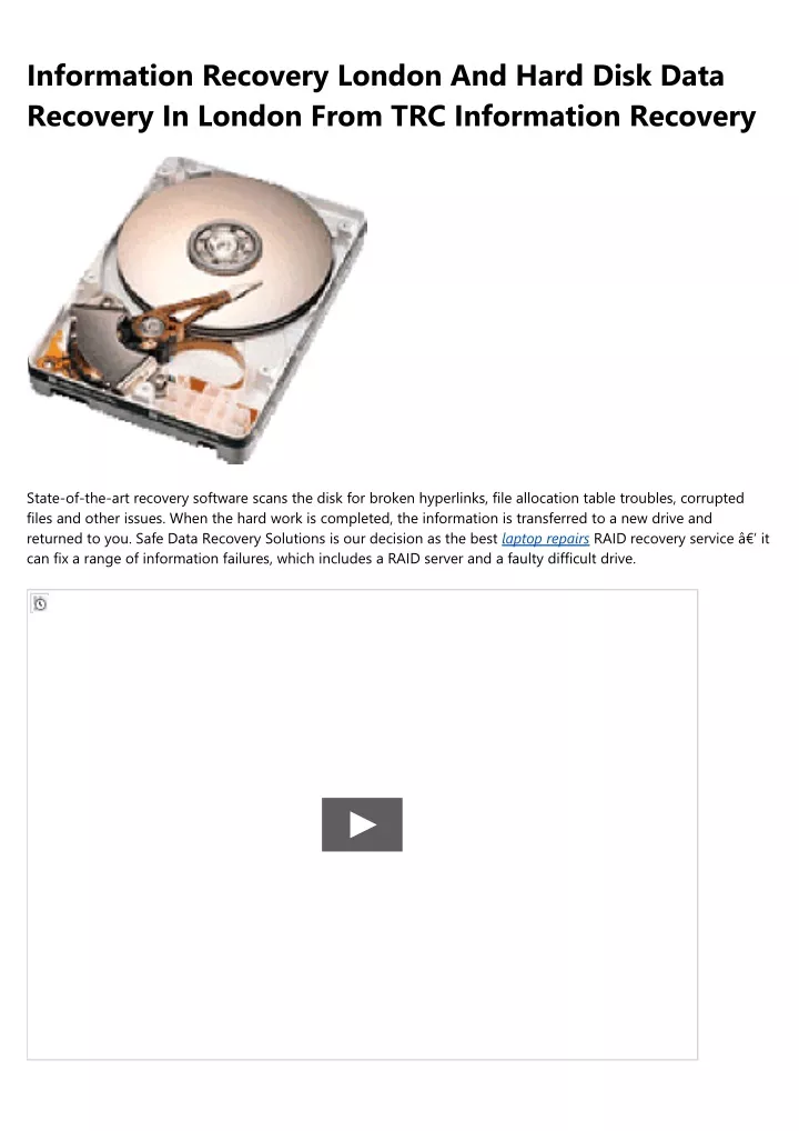 information recovery london and hard disk data