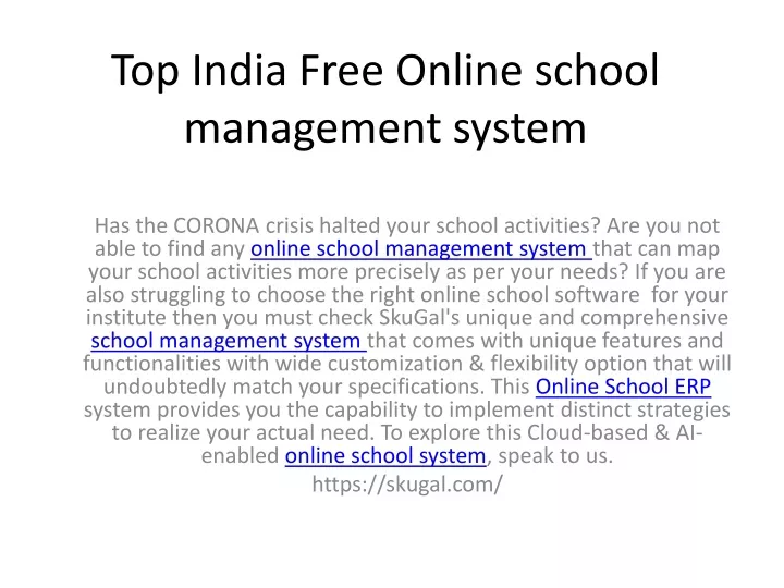 top india free online school management system