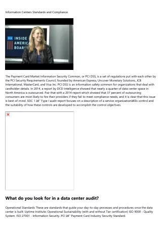 information centers standards and compliance