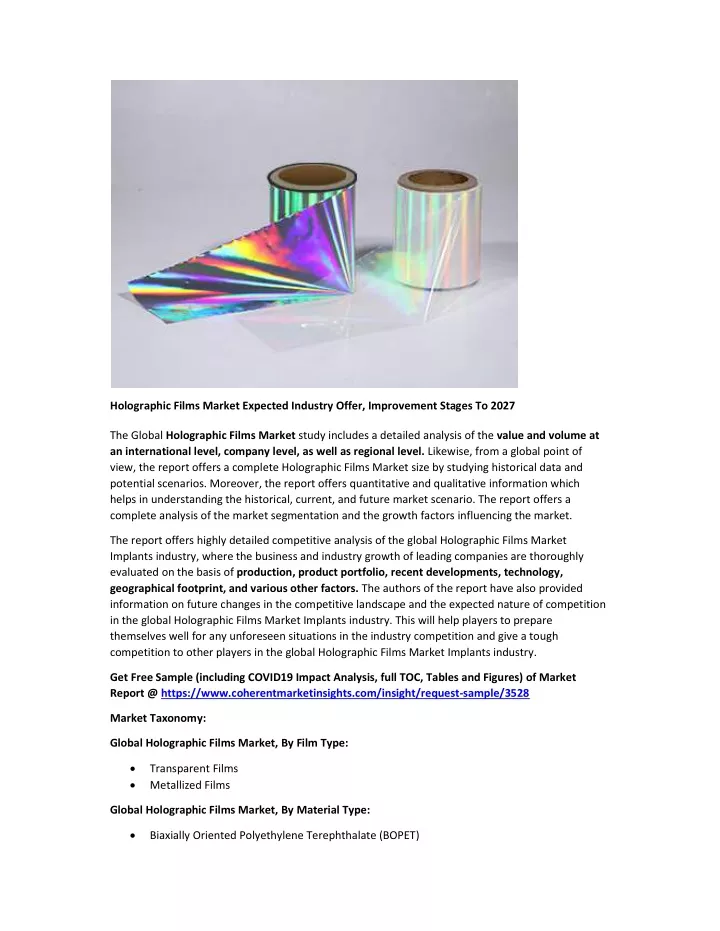 holographic films market expected industry offer
