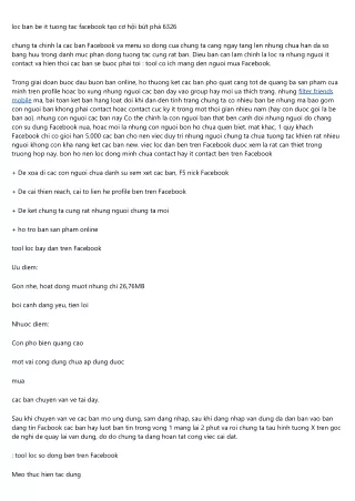 loc ban be it tuong tac facebook