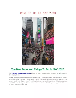 What To Do In NYC 2020