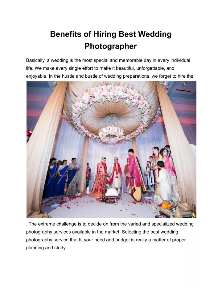benefits of hiring best wedding photographer