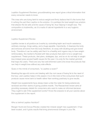 leptitiox supplement reviews groundbreaking