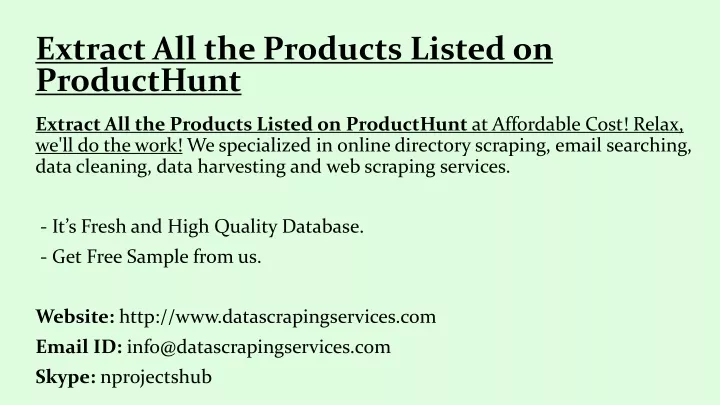 extract all the products listed on producthunt