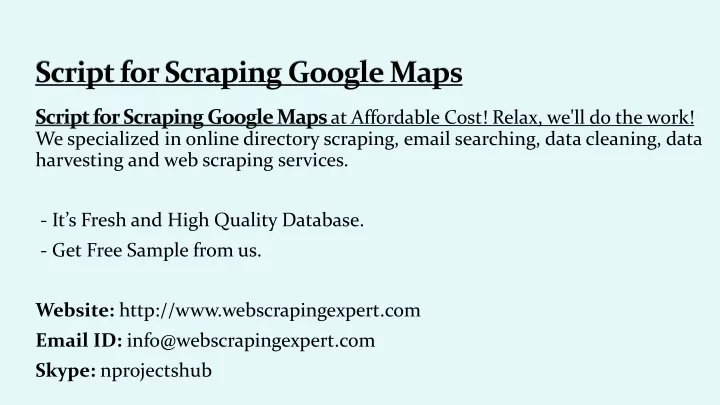 script for scraping google maps