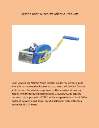 Electric Boat Winch by Atlantic Products
