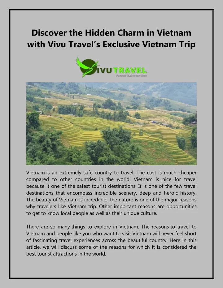 discover the hidden charm in vietnam with vivu