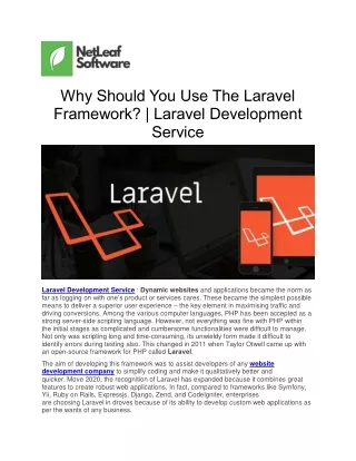 why should you use the laravel framework laravel