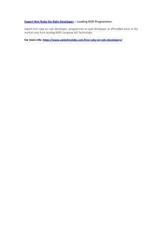expert hire ruby on rails developer leading