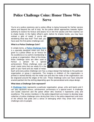 Police Challenge Coins: Honor Those Who Serve