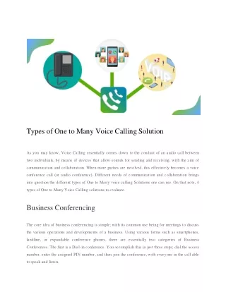 types of one to many voice calling solution