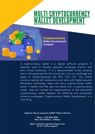 multi cryptocurrency w a llet development