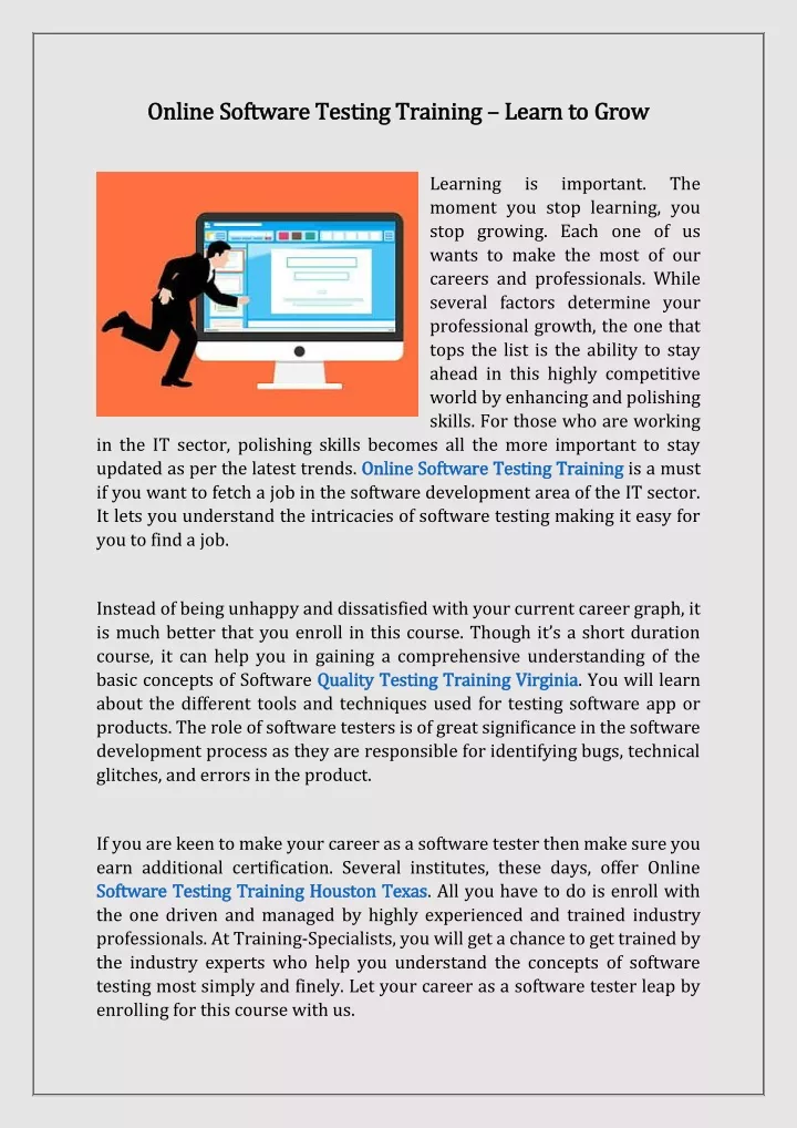 online software testing training online software