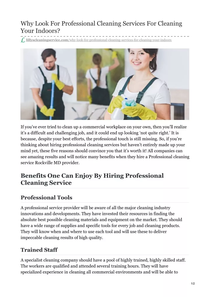 why look for professional cleaning services
