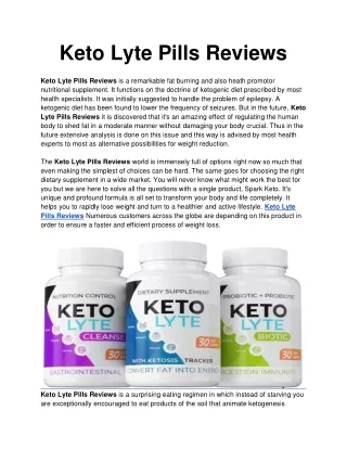 Keto Lyte Pills Reviews