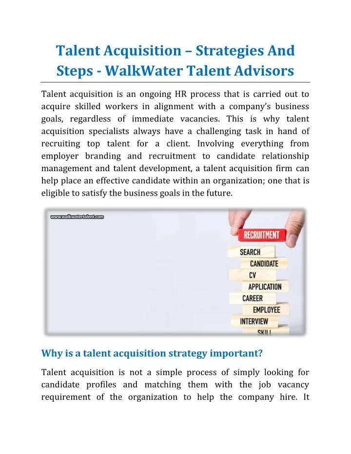 talent acquisition strategies and steps walkwater