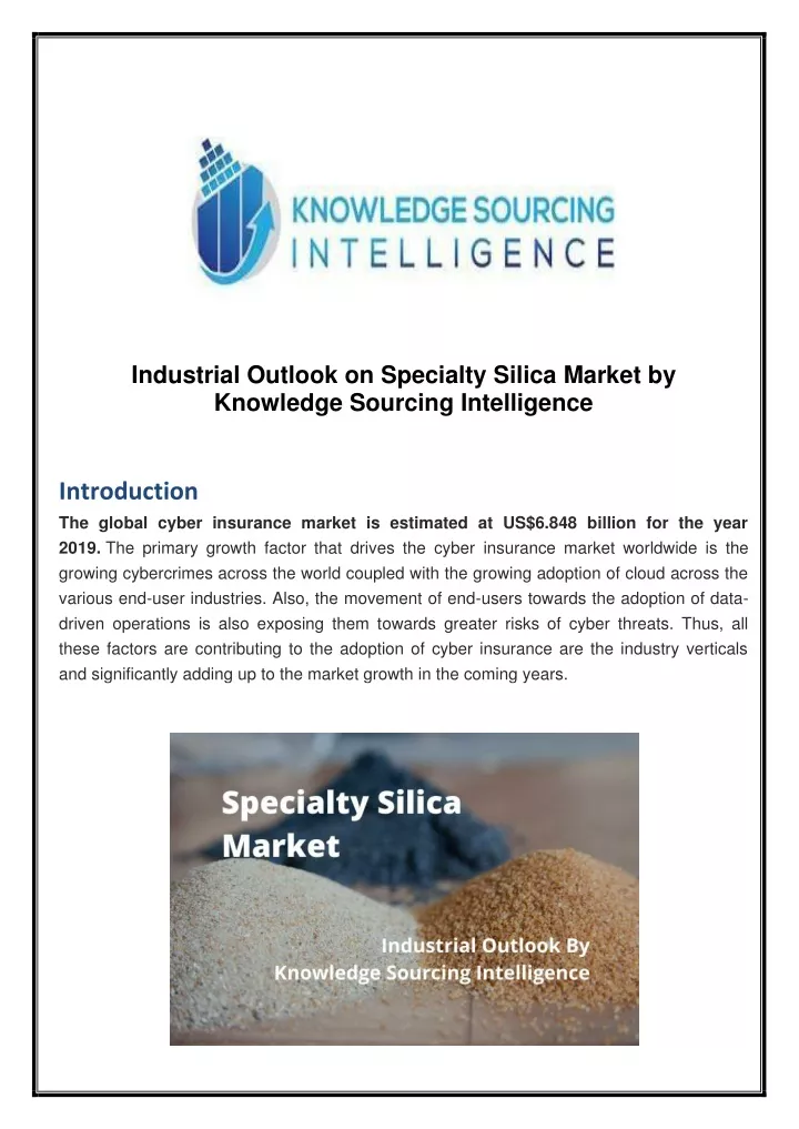industrial outlook on specialty silica market