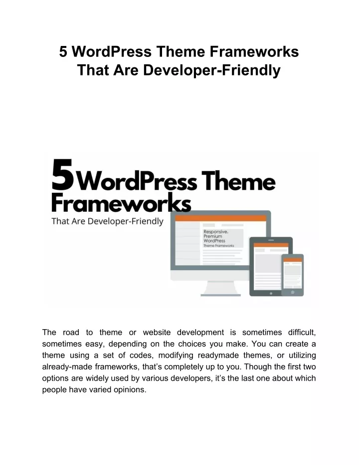 5 wordpress theme frameworks that are developer