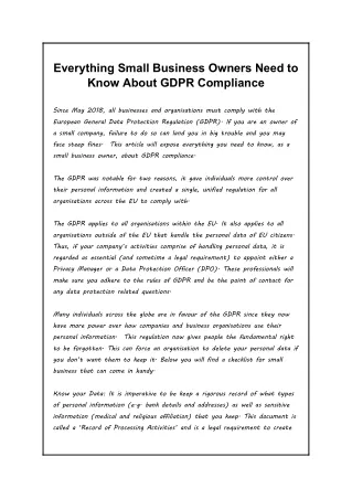 Everything Small Business Owners Need to Know About GDPR Compliance