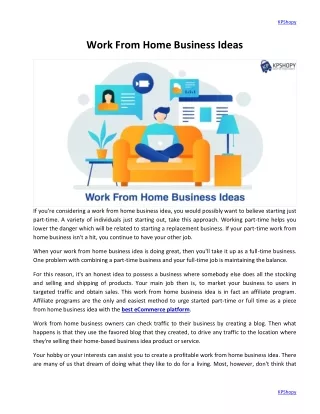 Work From Home Business Ideas