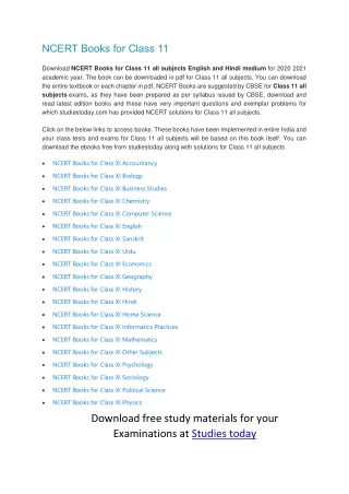 ncert books for class 11