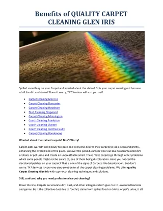 benefits of quality carpet cleaning glen iris