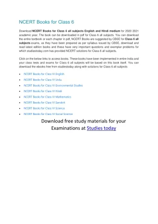 ncert books for class 6