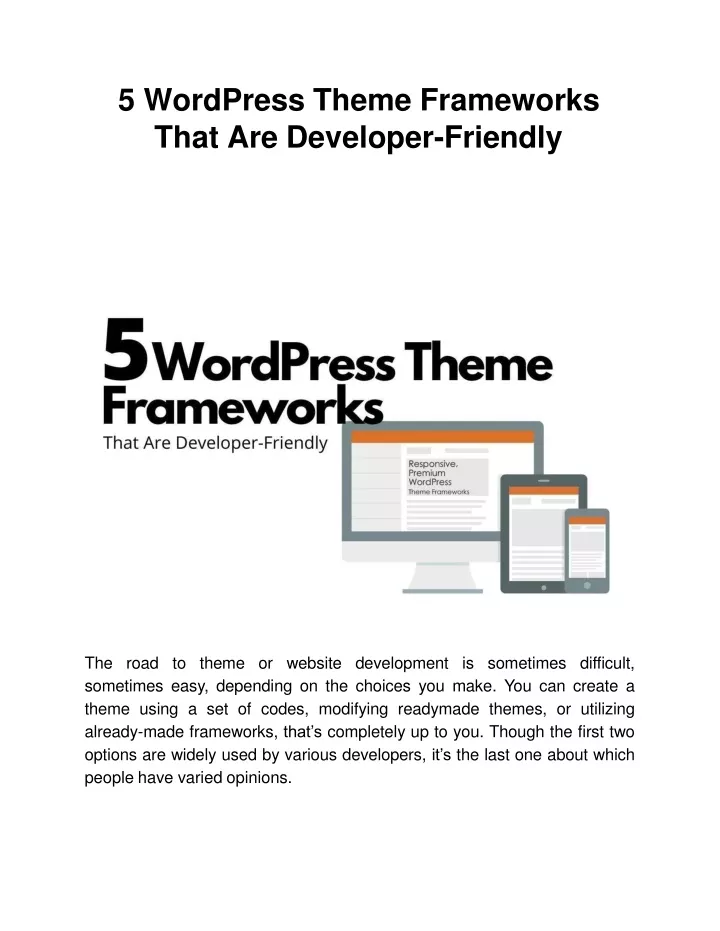 5 wordpress theme frameworks that are developer friendly