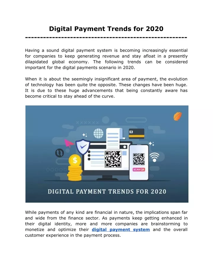 digital payment trends for 2020 having a sound