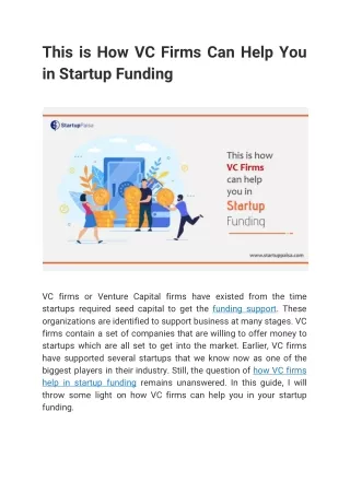 this is how vc firms can help you in startup