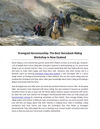 Dromgool Horsemanship: The Best Horseback Riding Workshop in New Zealand