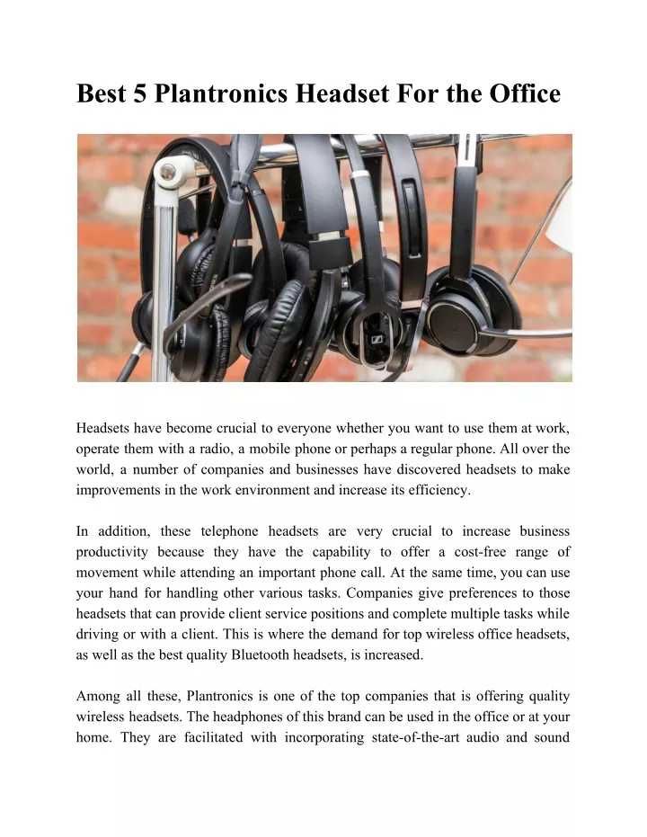 best 5 plantronics headset for the office