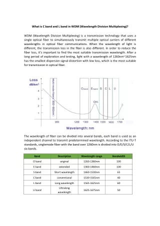 what is c band and l band in wdm wavelength