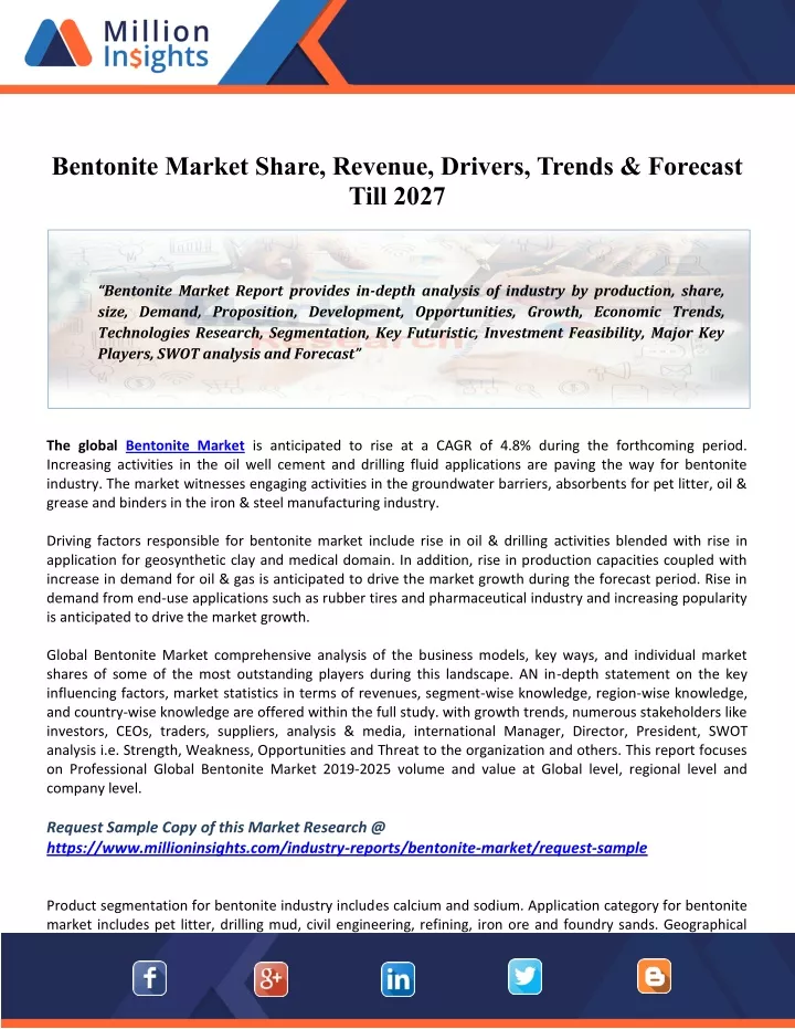 bentonite market share revenue drivers trends