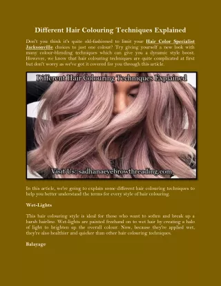 different hair colouring techniques explained