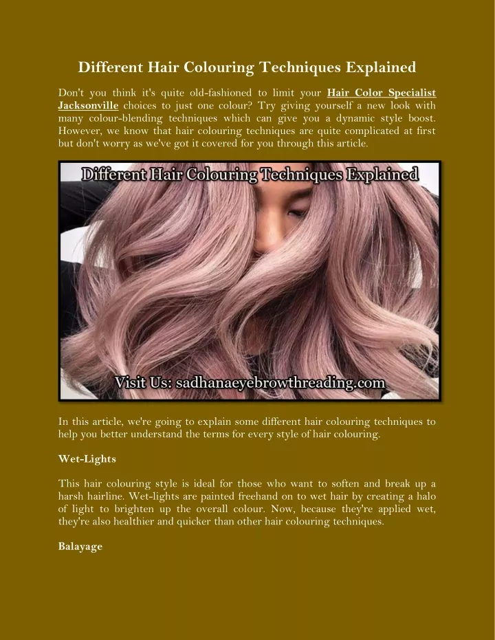 different hair colouring techniques explained