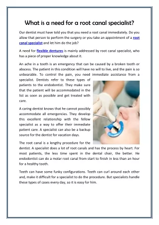 what is a need for a root canal specialist